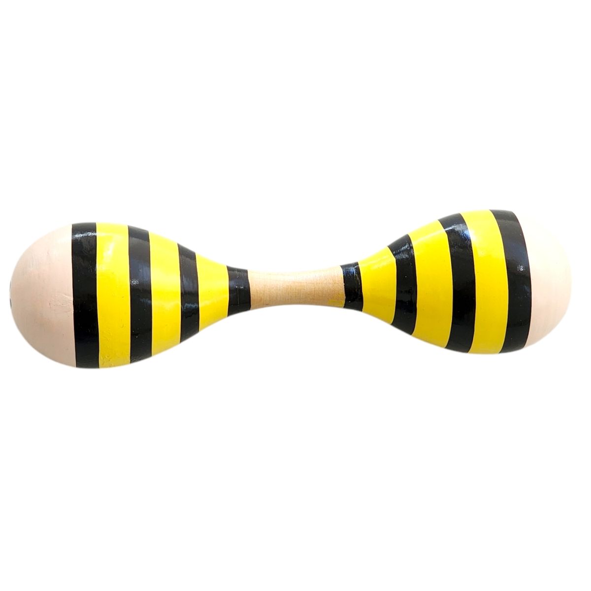 OEM - Maraca Doble de Madera Sonajera Niños Abejita 55503