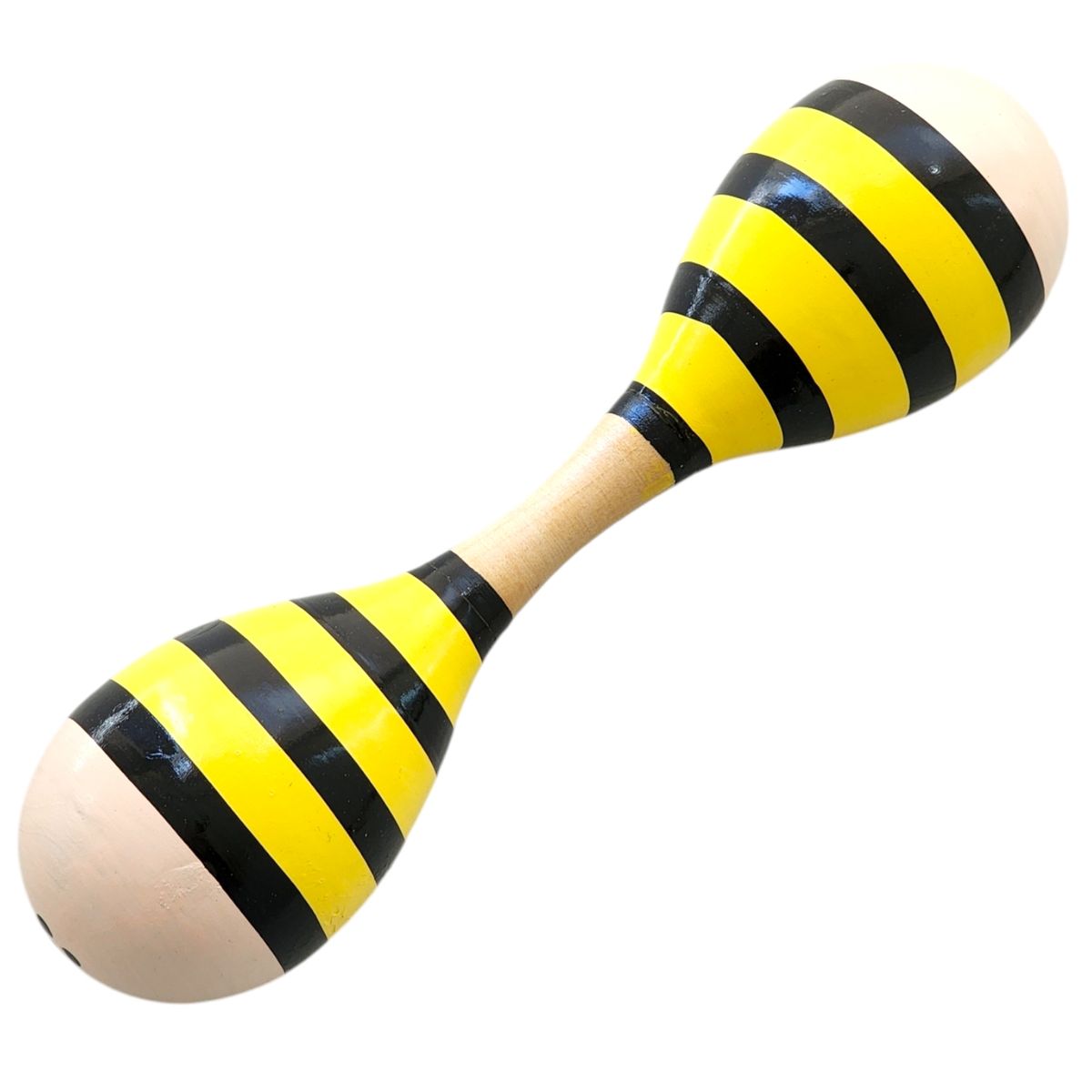 OEM - Maraca Doble de Madera Sonajera Niños Abejita 55503