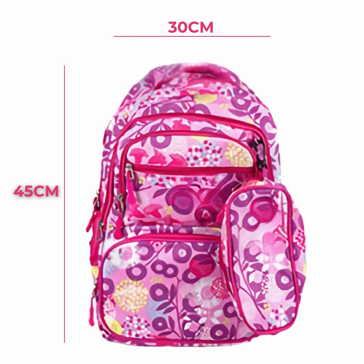 UTILISIMO - Pack Mochila Lonchera Y Estuche 45CM Juvenil Y Escolar Flowers