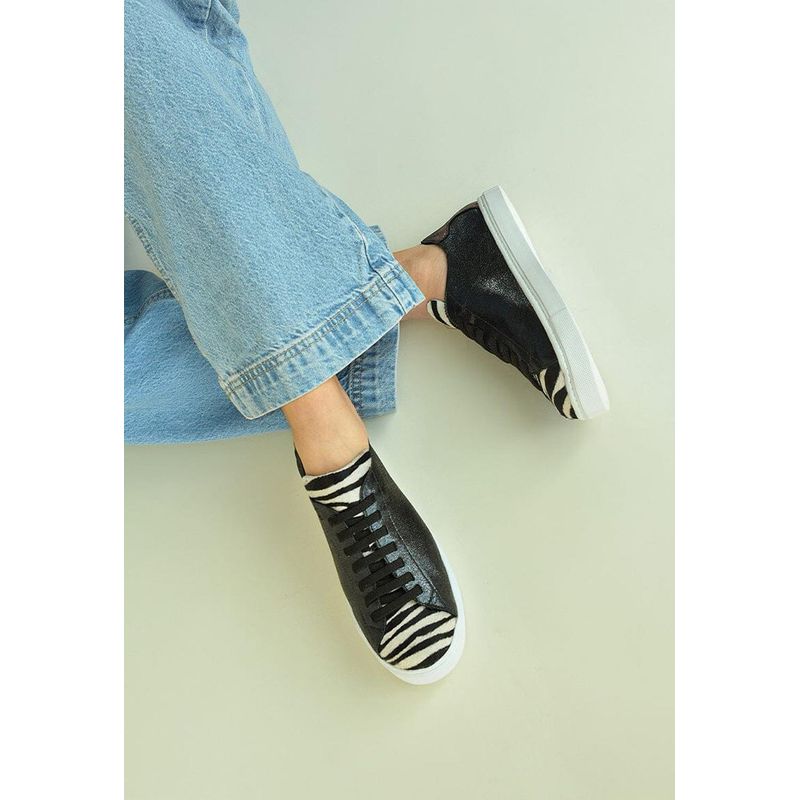 GIANI DAFIRENZE - Zapatilla Mujer De Cuero Roques Negro C1