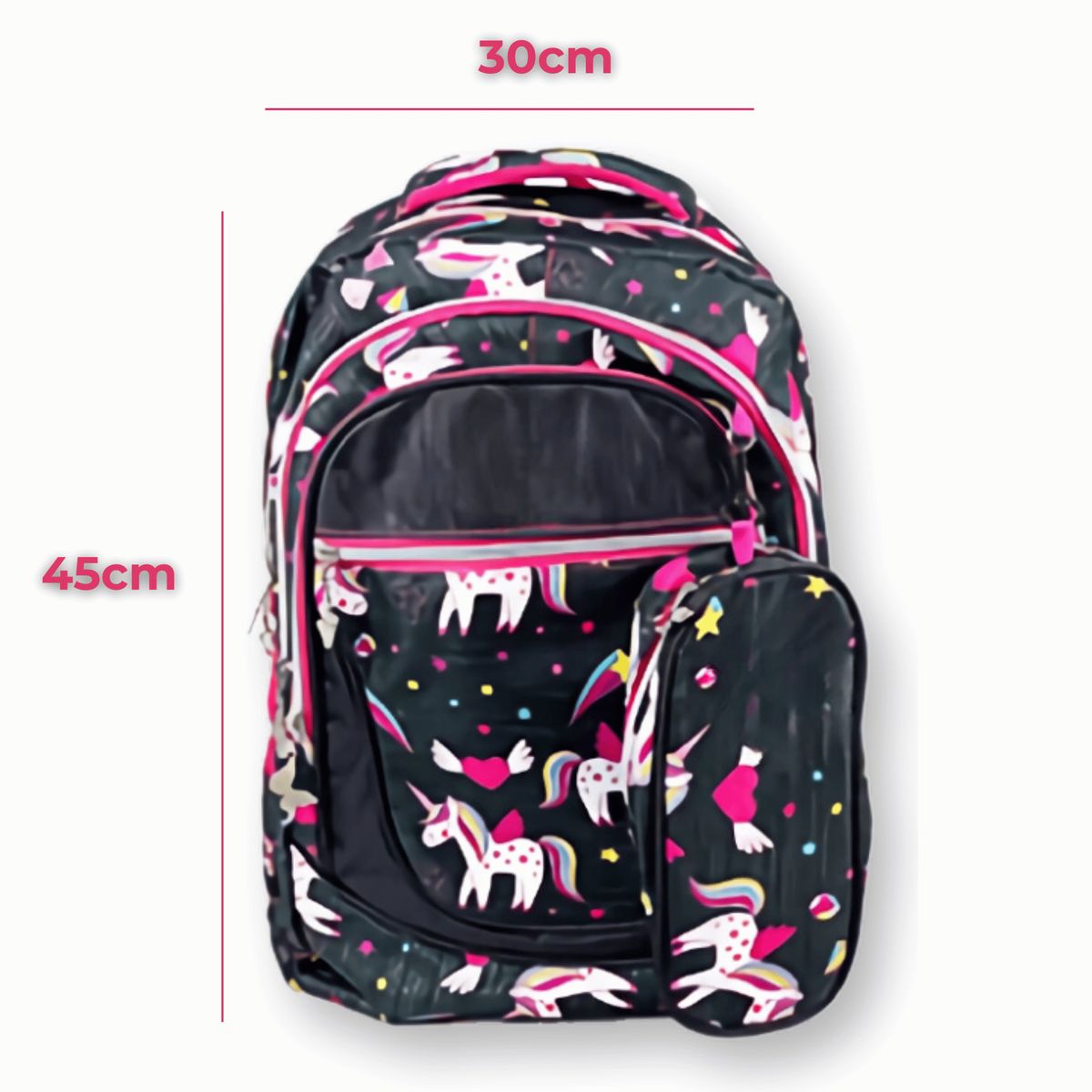 UTILISIMO - Pack Mochila Lonchera Y Estuche 45CM Juvenil Y Escolar Unicorns