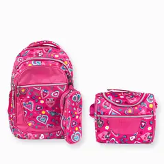 UTILISIMO - Pack Mochila Lonchera Y Estuche 45CM Juvenil Y Escolar Pink Hearts