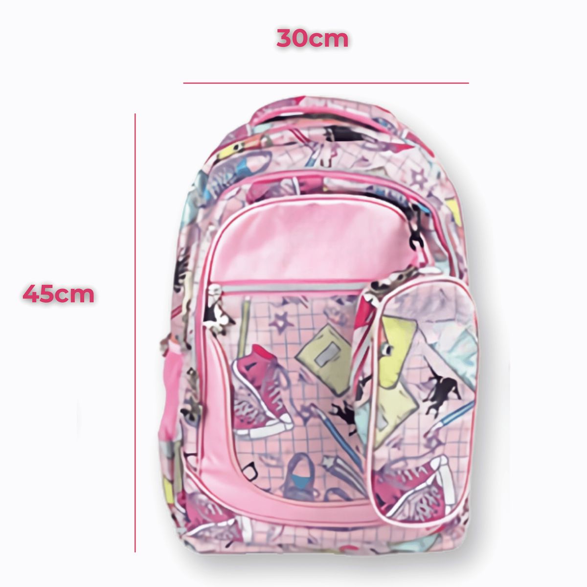 UTILISIMO - Pack Mochila Lonchera Y Estuche 45CM Juvenil Y Escolar Geometric Pink