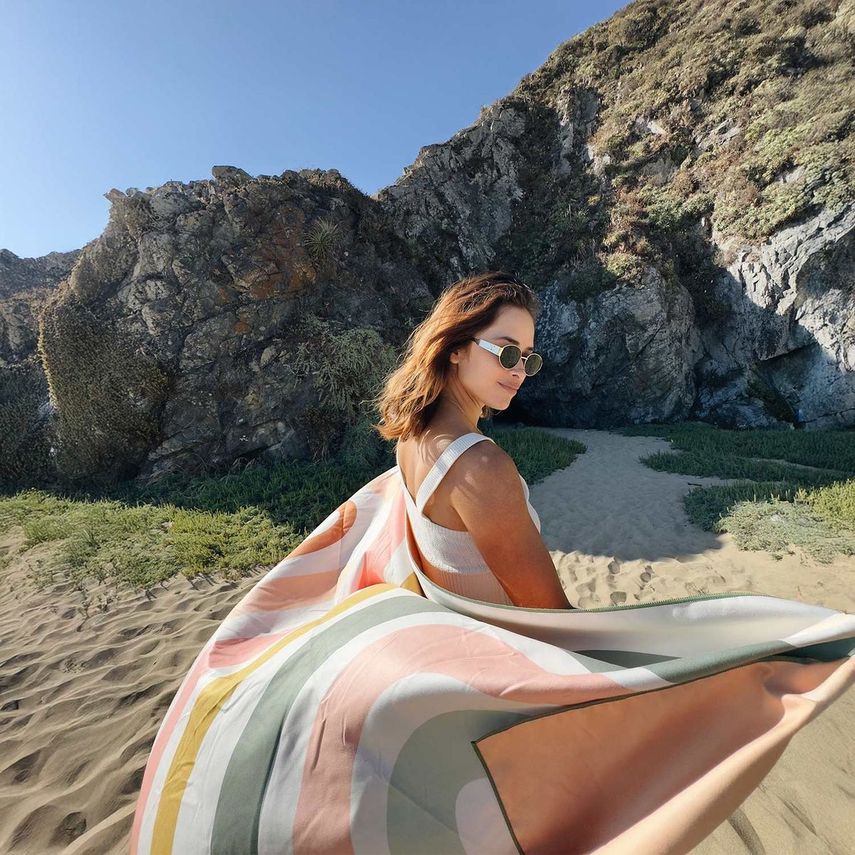 DISCOVERY - Toalla Microfibra grande Pink Lines Discovery 90 x 200