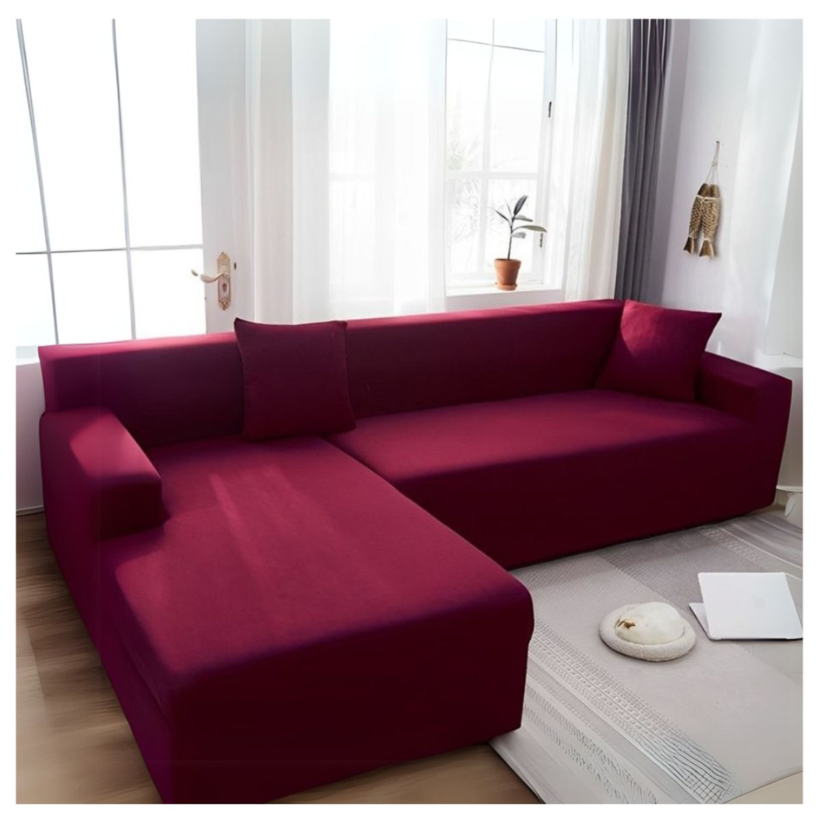 GENERICO - Fundas Cubre Sillon Tipo L 3 +3 Cuerpos Elasticadas Ajustables