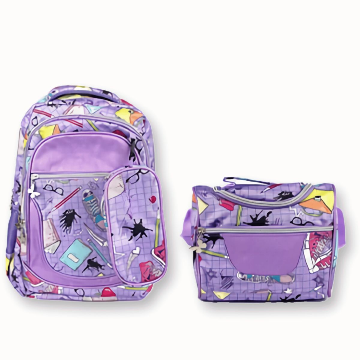 UTILISIMO - Pack Mochila Lonchera Y Estuche 45CM Juvenil Y Escolar Purpura