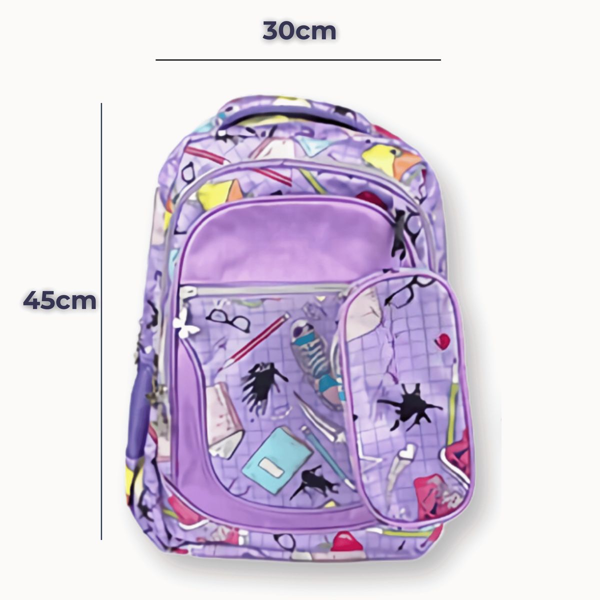 UTILISIMO - Pack Mochila Lonchera Y Estuche 45CM Juvenil Y Escolar Purpura