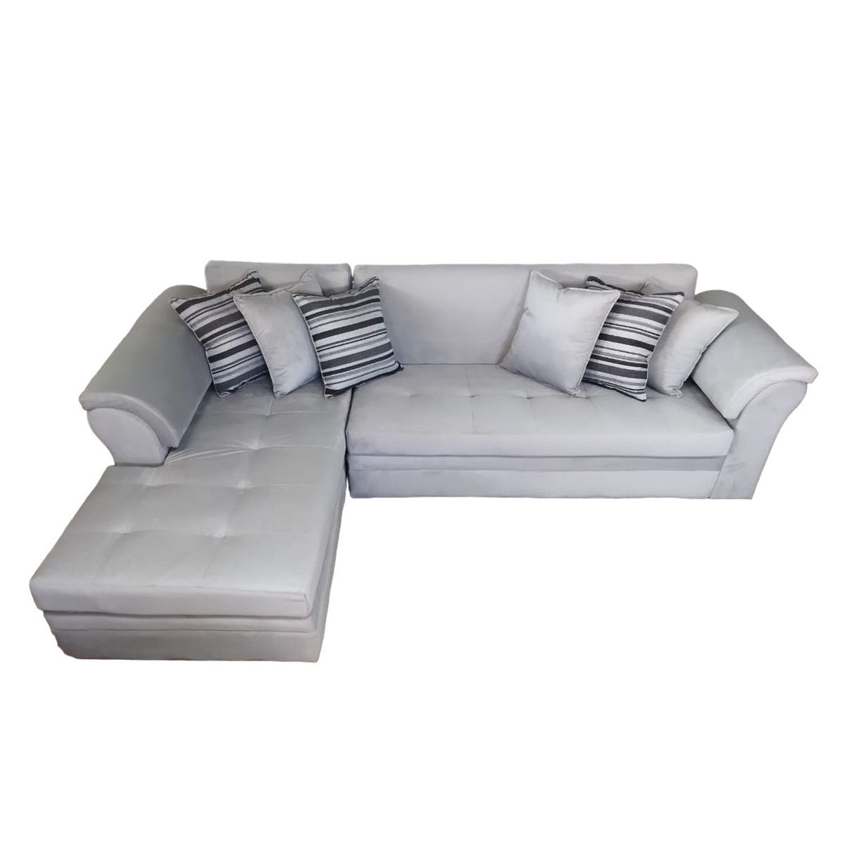 MUEBLERIA LATINA - ML SECCIONAL FELPA  MUSTANG GRANDE IZQUIERDO GRIS CLARO