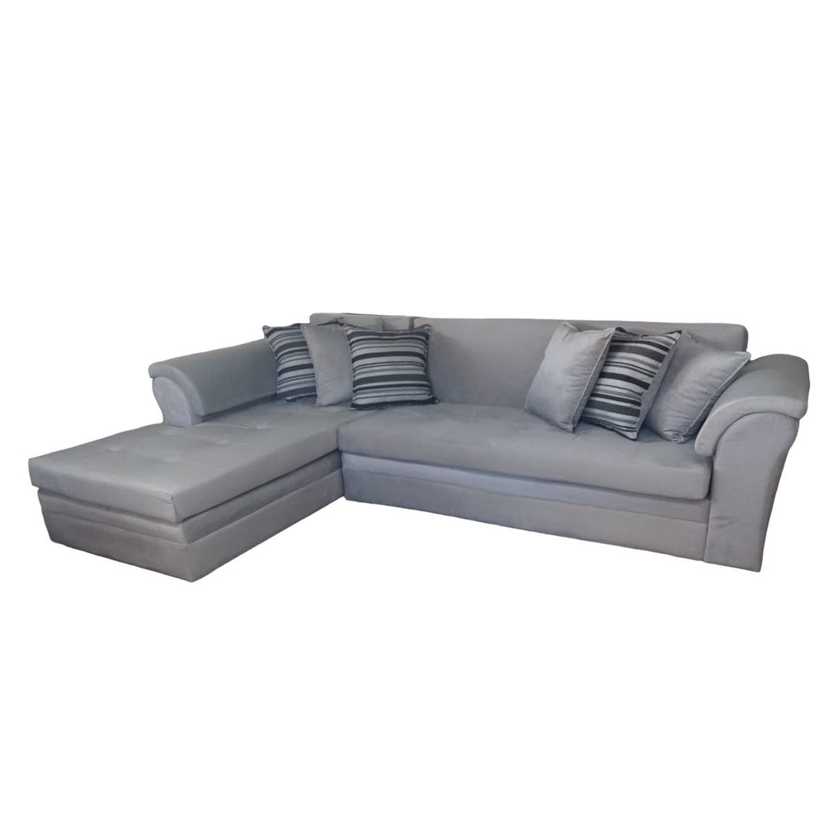 MUEBLERIA LATINA - ML SECCIONAL FELPA  MUSTANG GRANDE IZQUIERDO GRIS CLARO