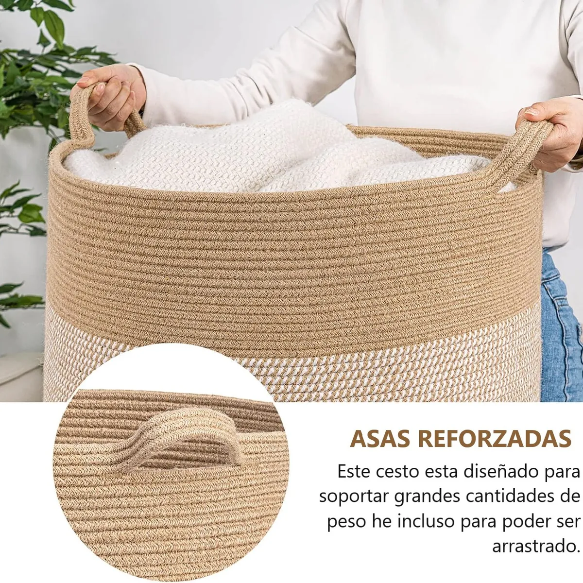 Canasto Ropa Sucia Cesta Para Juguetes Organizador Con Asa, marca WAKESHOME - Foto 2