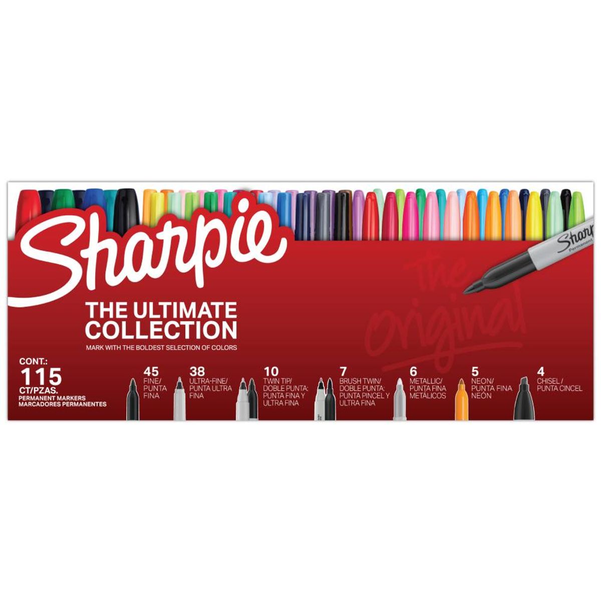 SHARPIE - Caja 115 Marcadores Sharpie Punta Fina Y Ultra Fina