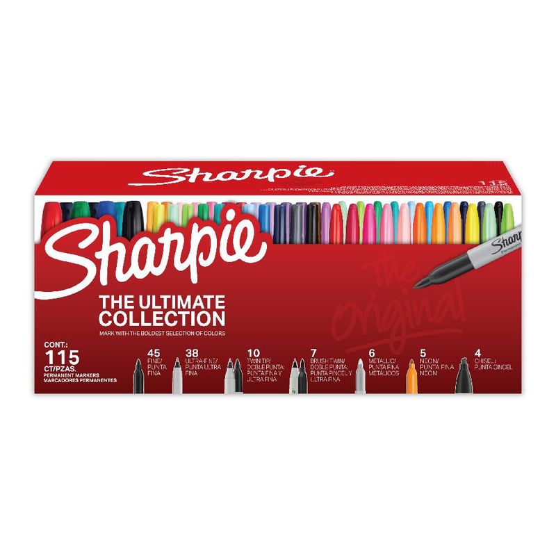 SHARPIE - Caja 115 Marcadores Sharpie Punta Fina Y Ultra Fina