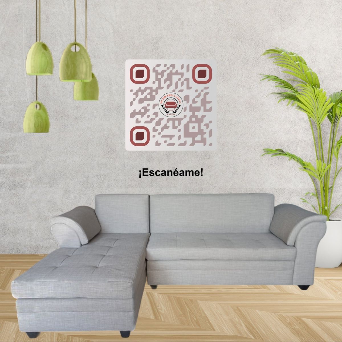 MUEBLERIA LATINA - ML SECCIONAL LINO MUSTANG CHICO IZQUIERDO GRIS CLARO.