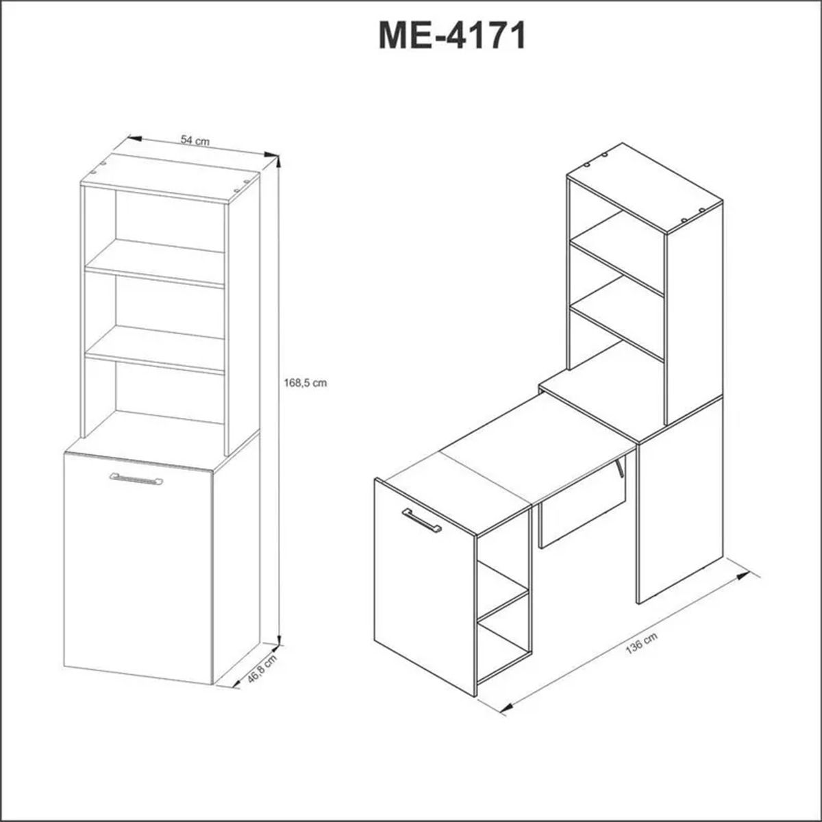 TECNOMOBILI - Escritorio multifuncional con repisa almendra Tecnomobili