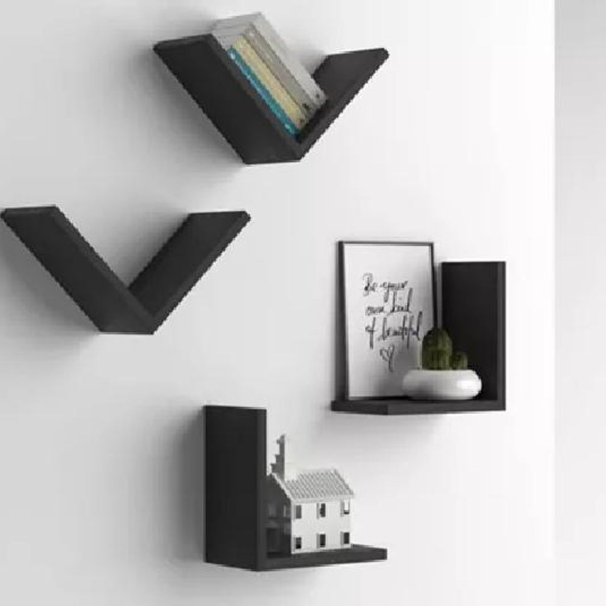 GENERICO - Juego de Repisas Modernas V Negro