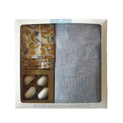 DECO EXPRESS - Set de Textil y Argollas Edgard Azul - (Mantel, Caminito, Servilletas y Argollas)