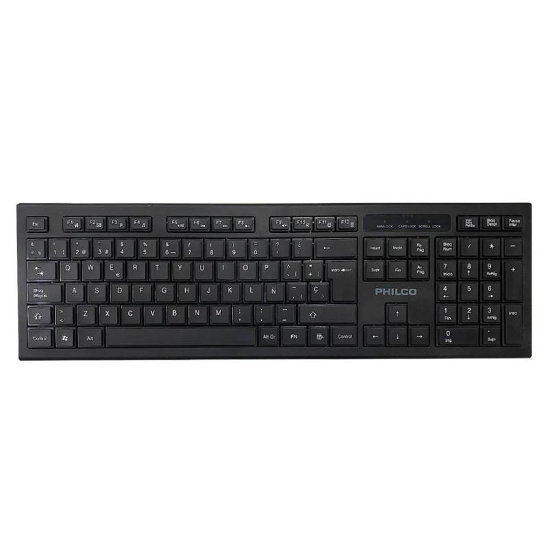 PHILCO - Teclado Inalámbrico Philco Wireless 24GHz Teclas Multimedia Negro