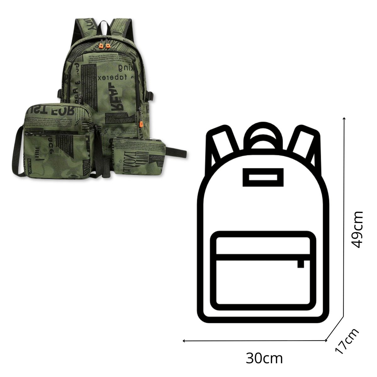 UTILISIMO - Pack Mochila Lonchera Estuche Grande 49cm Juvenil y Escolar