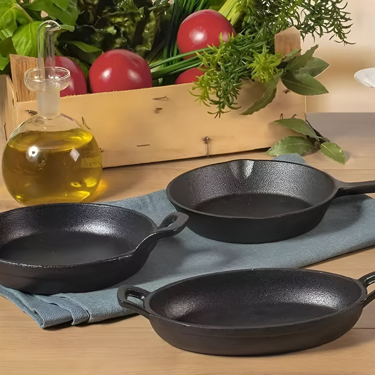 IMAHE - Sarten Hierro Ovalado Con Base Madera 276X152X45 Cm