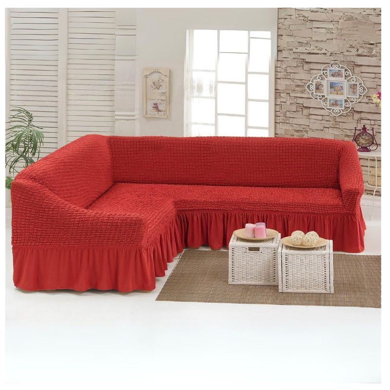 GENERICO - Funda Cubre Sillón Sofá Turco Tipo L Elastizada Cuadrille