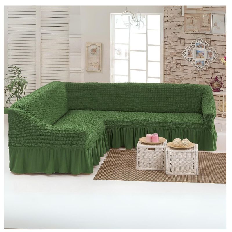 GENERICO - Funda Cubre Sillón Sofá Turco Tipo L Elastizada Cuadrille