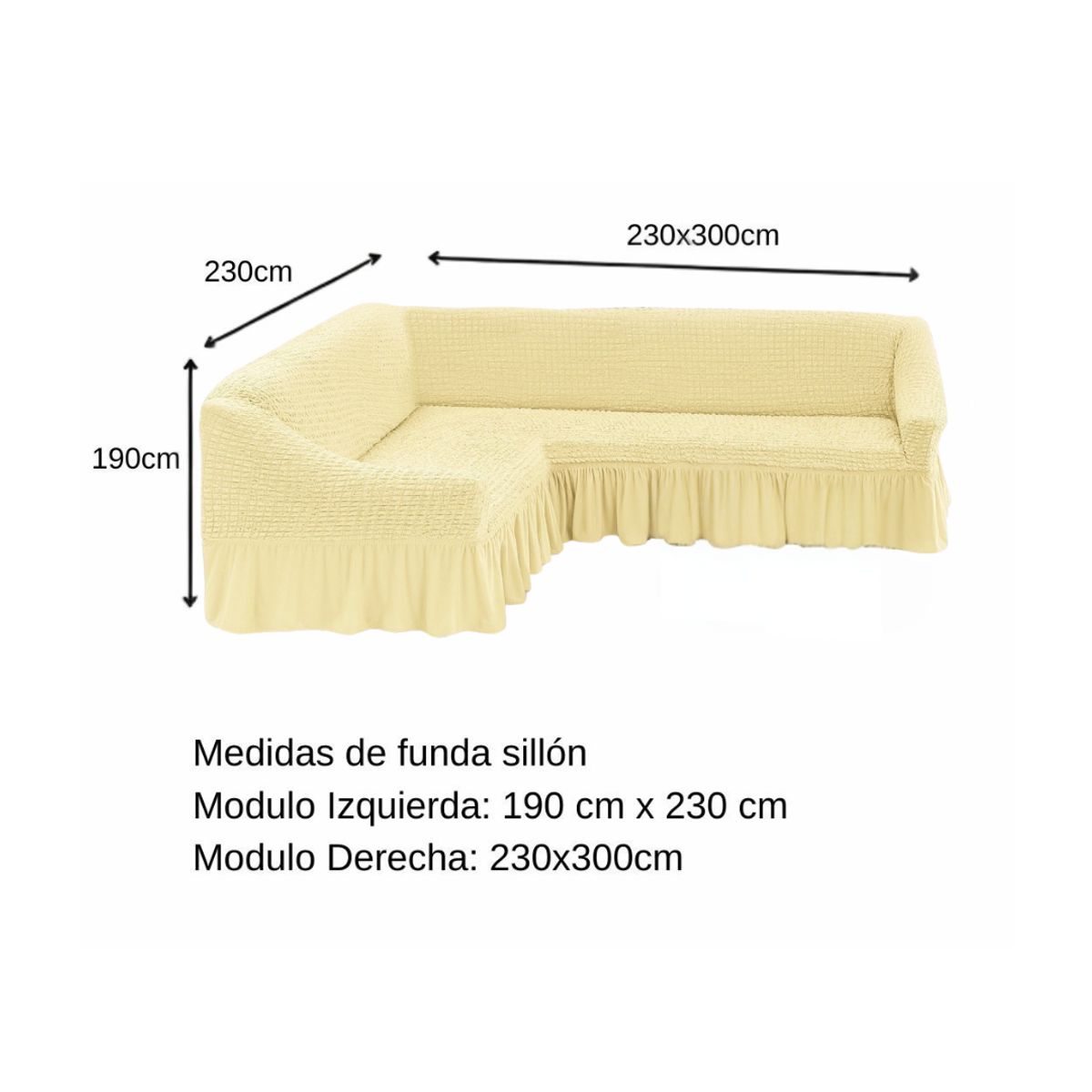 GENERICO - Funda Cubre Sillón Sofá Turco Tipo L Elastizada Cuadrille