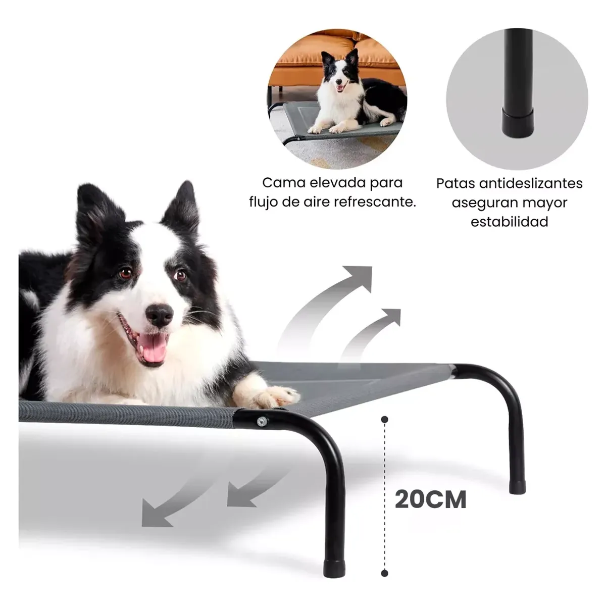 THE DOGS - Cama Elevada Fresca Perros Grandes Hasta 45kg The Dogs