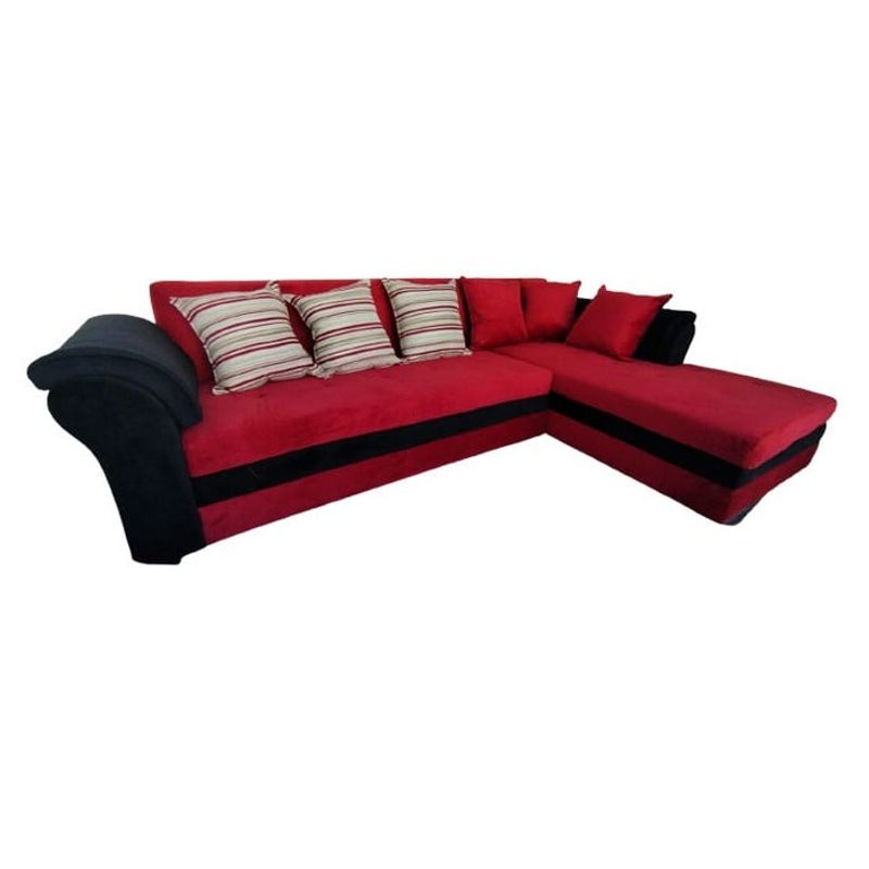 MUEBLERIA LATINA - ML SECCIONAL FELPA  MUSTANG GRANDE DERECHO BURDEO  BRAZO FELPA NEGRO