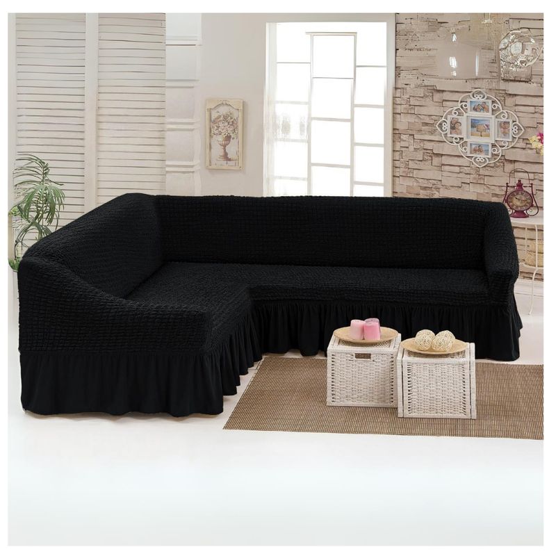 GENERICO - Funda Cubre Sillón Sofá Turco Tipo L Elastizada Cuadrille