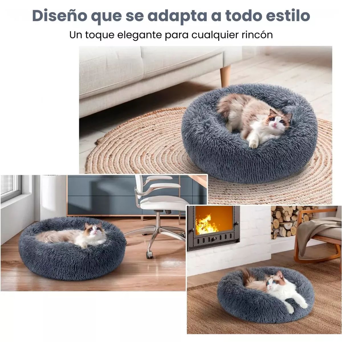 THE DOGS - Cama Gato 60cm Funda Desmontable Antiestres Premium