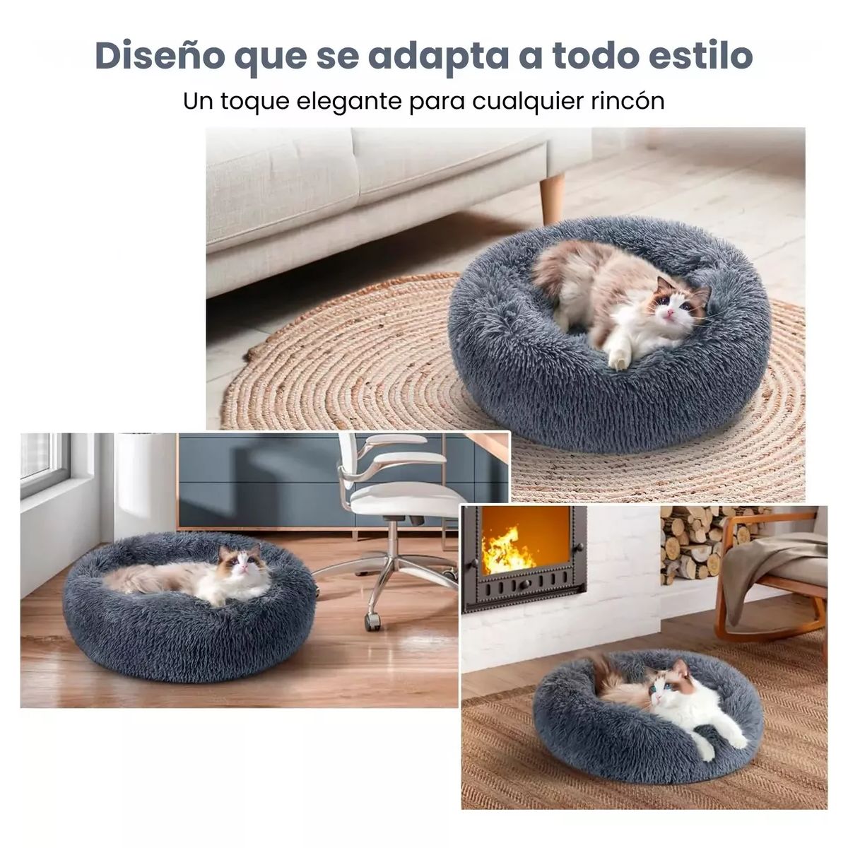 THE DOGS - Cama Gato 60cm Funda Desmontable Antiestres Premium