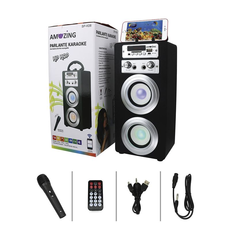 AMAZING - Parlante Karaoke Bluetooth Recargable Negro