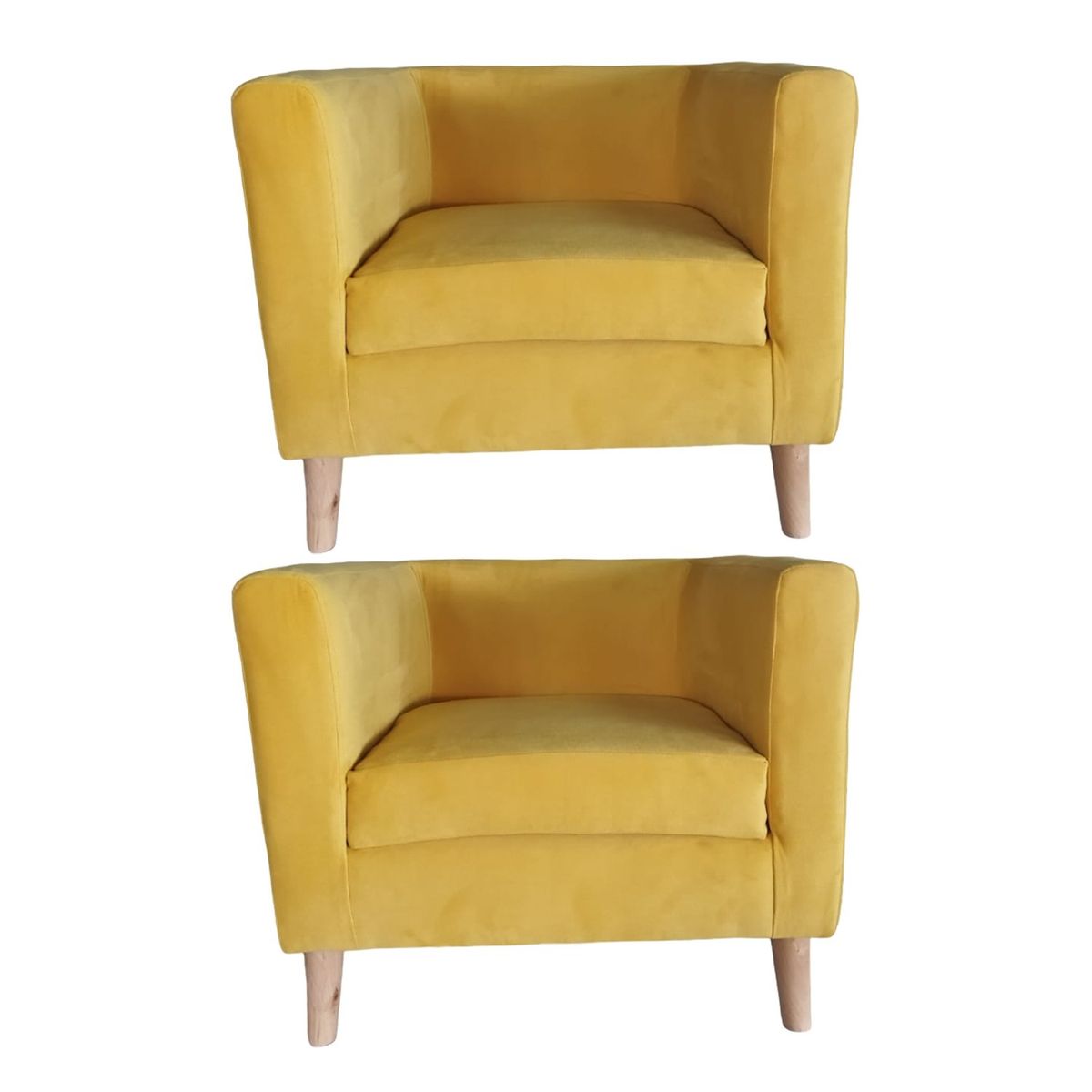 MUEBLERIA LATINA - ML PACK 2 POLTRONA  BORLANGE CUBO FELPA AMARILLO