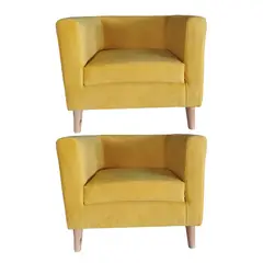 MUEBLERIA LATINA - ML PACK 2 POLTRONA BORLANGE CUBO FELPA AMARILLO