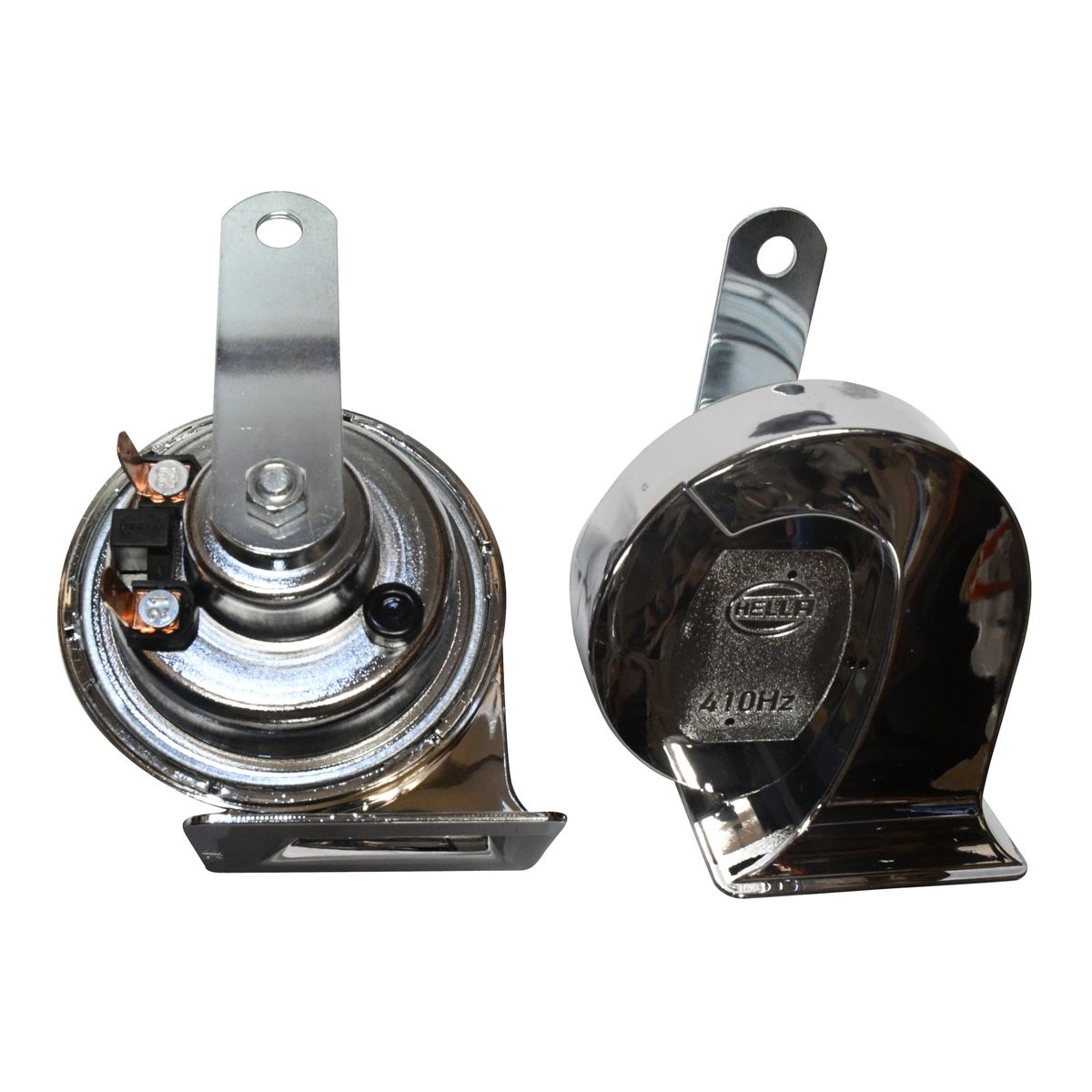 HELLA - Bocina Tipo Caracol Cromado Tono Alto / Bajo 12 Volts