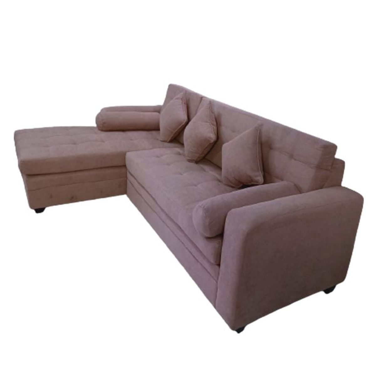 MUEBLERIA LATINA - ML SECCIONAL LINO LATINA IZQUIERDO ROSADO BRONCE