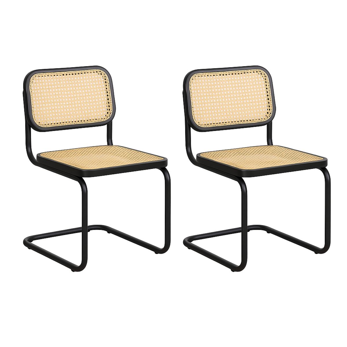 MOBOI - Pack 2 Sillas Breuer Negra Madera y Ratán