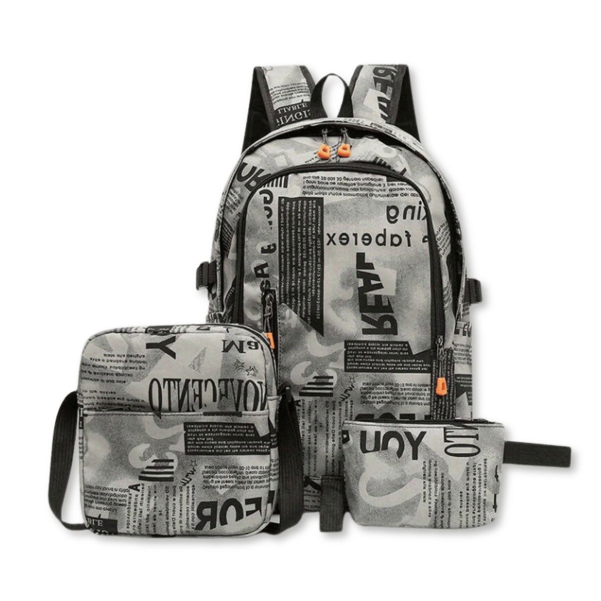 UTILISIMO - Pack Mochila Lonchera Estuche Grande 49cm Juvenil y Escolar Grey