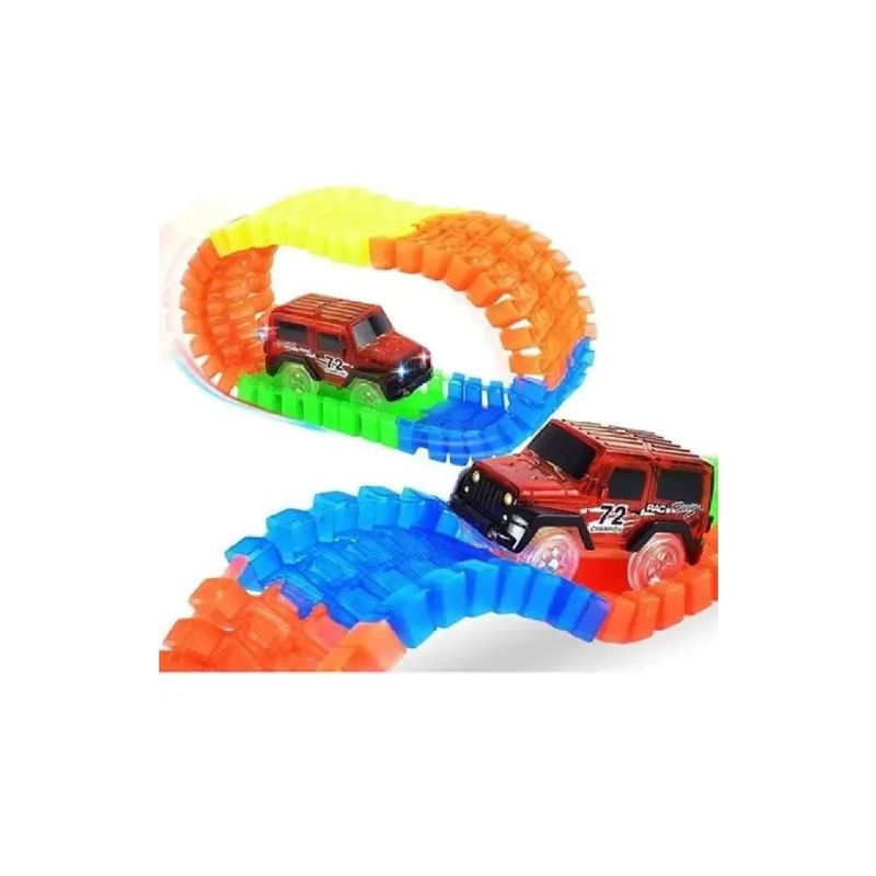 GENERICO - pista flexible 56 piezas auto luminoso