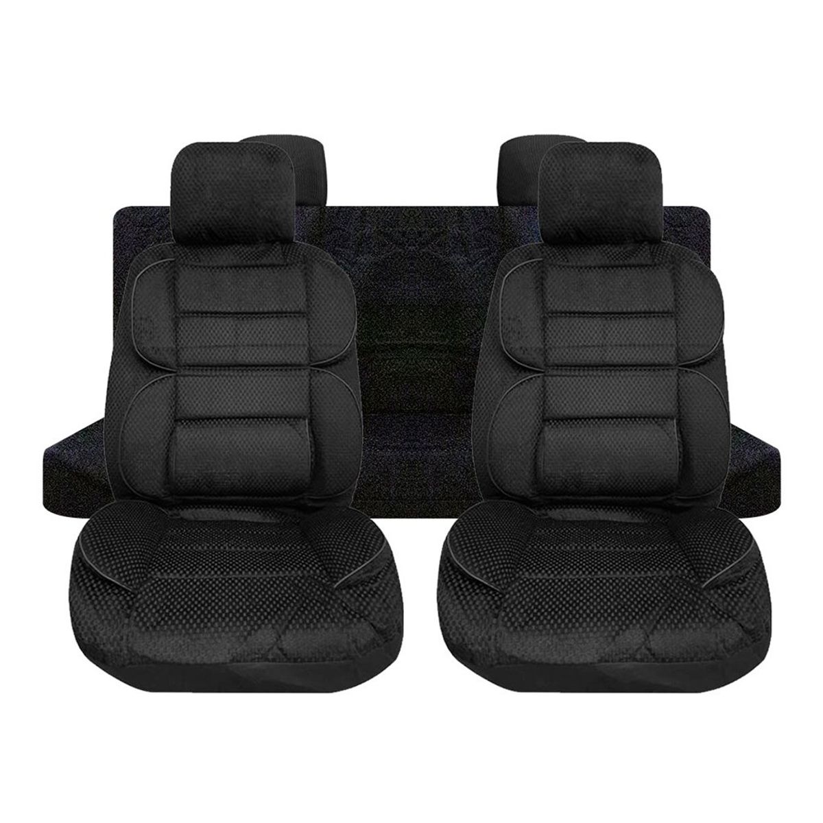 M MILANO - Cubre Asiento Universal Grueso De Felpa Negro 8 Piezas