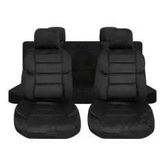 M MILANO - Cubre Asiento Universal Grueso De Felpa Negro 8 Piezas