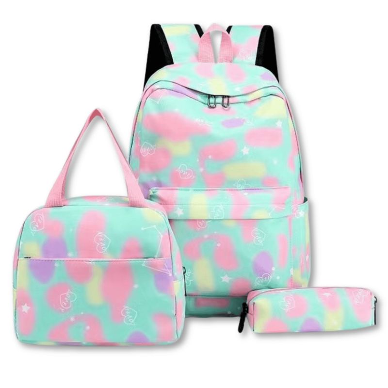 UTILISIMO - Pack Mochila Lonchera Estuche 43cm Juvenil y Escolar Aqua Green
