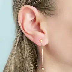 COGGIOLA - Aros Meche Largo Cadena Bolitas Enchapado Oro 18K