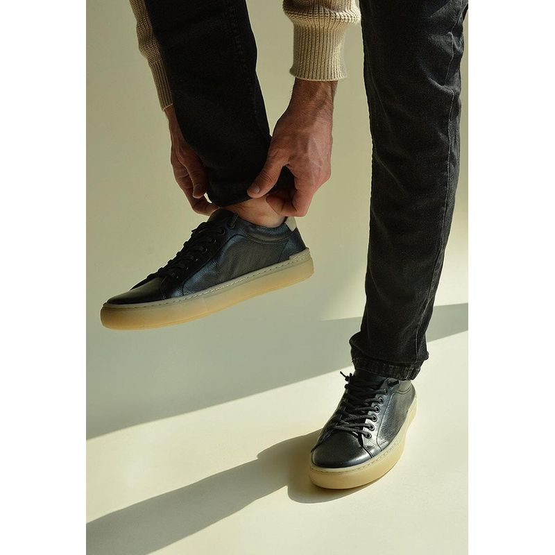 GIANI DAFIRENZE - Zapatilla Hombre De Cuero Prat Negro C2