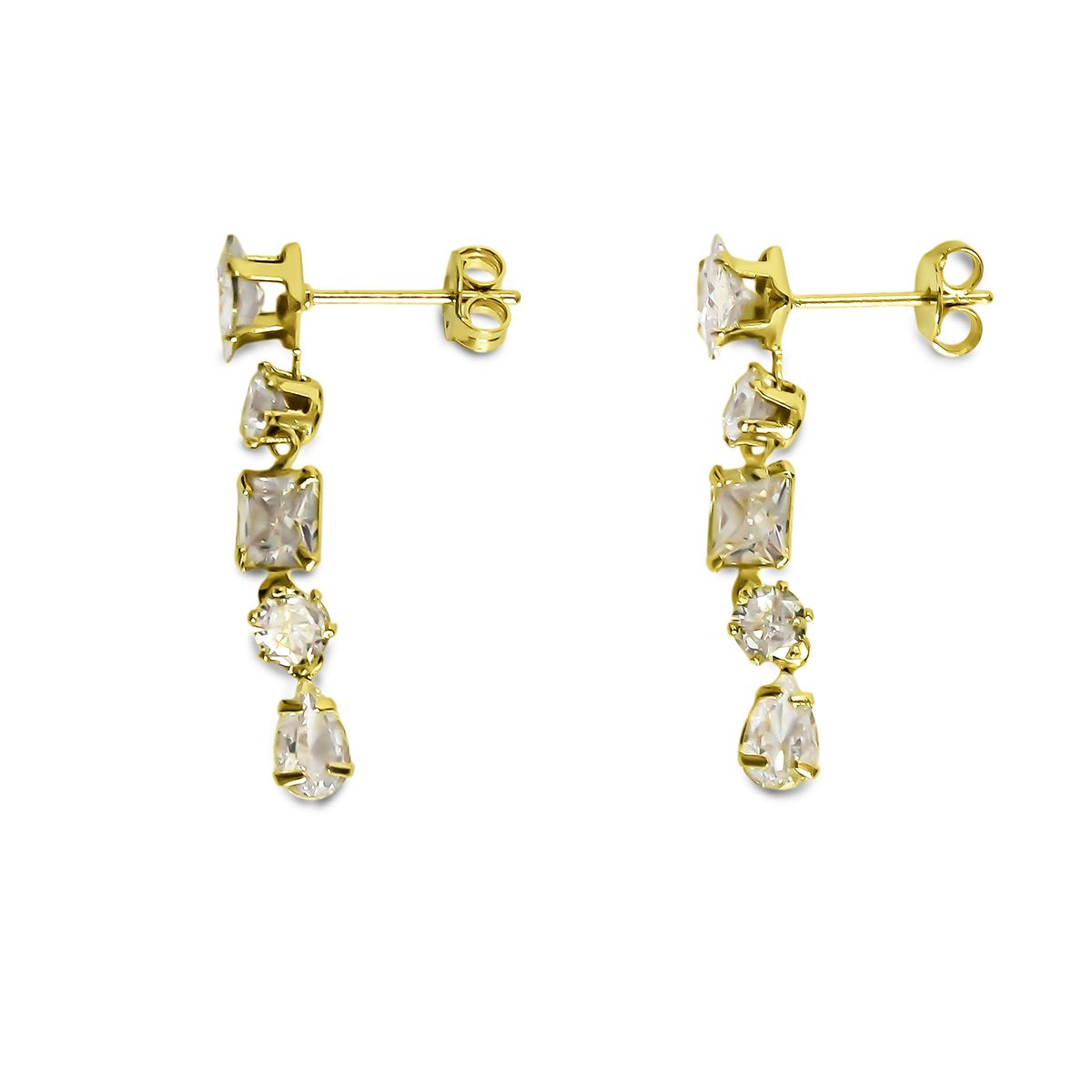 COGGIOLA - Aros Nieves Circón Largo Enchapado Oro 18K