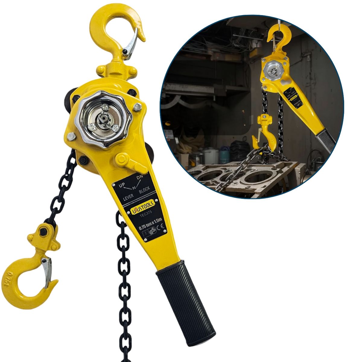 GRUPO UYUSA UYUSTOOLS - Tecle Palanca 750 Kg Trabajo Pesado 1.5 Metros Uyustools