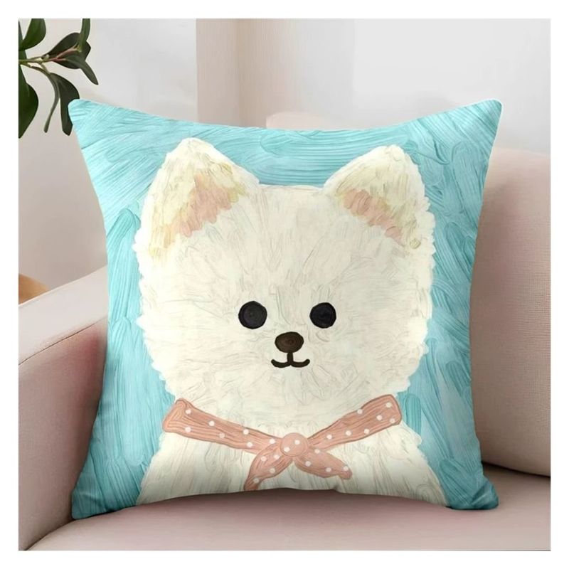 GENERICO - Pack 2 Fundas de Cojín Perritos 45 x 45 cm - Azul Yorkshire