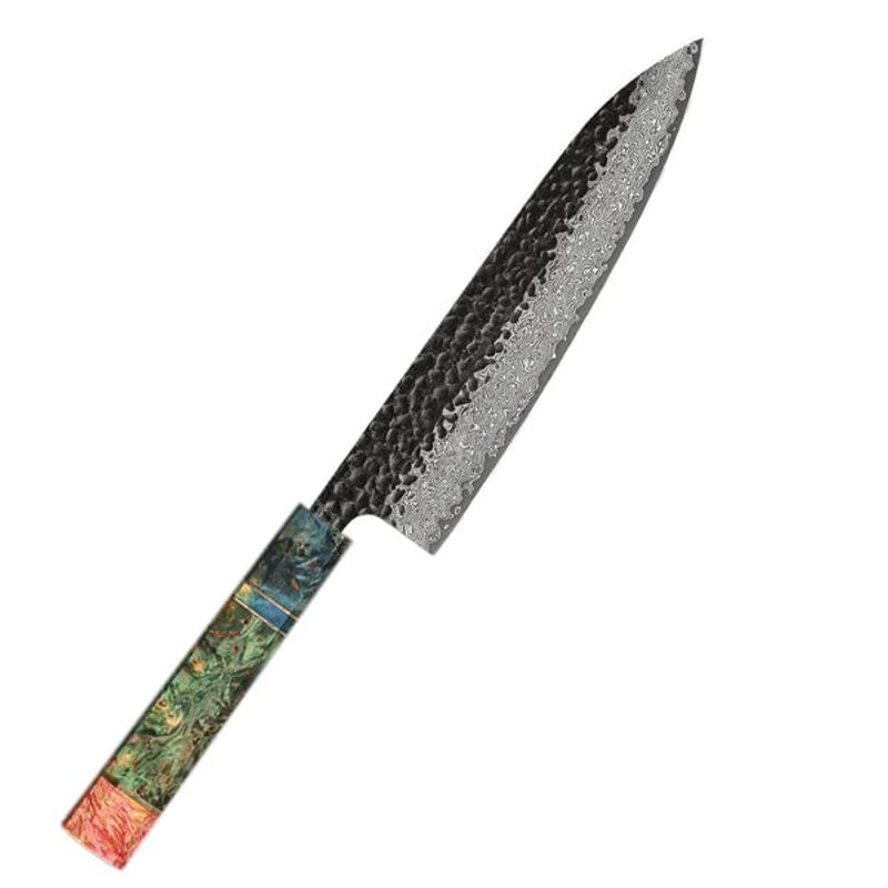 GENERICO - Cuchillo Chef 8" Acero Damasco – Hecho a Mano para Cocina Profesional