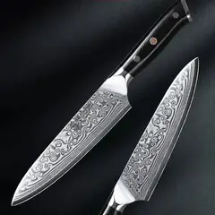 GENERICO - Cuchillo Chef 5" Acero Damasco 67 Capas – Precisión y Durabilidad