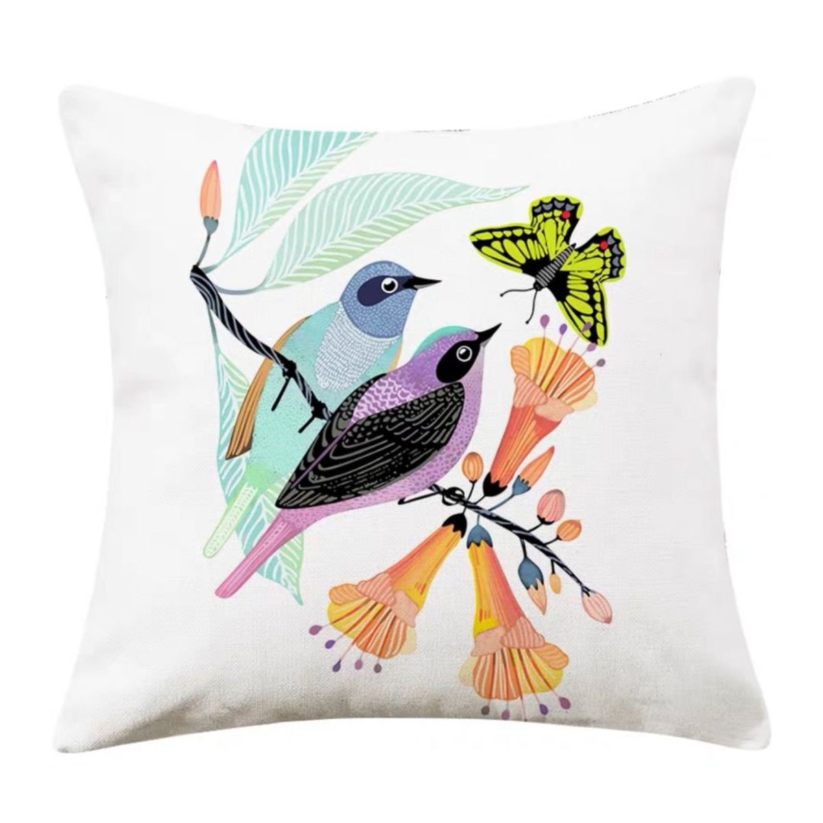 GENERICO - Pack 2 Fundas de Cojín Pajaritos 45 x 45 cm - couple of birds